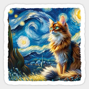 Somali Starry Night Inspired - Artistic Cat Sticker